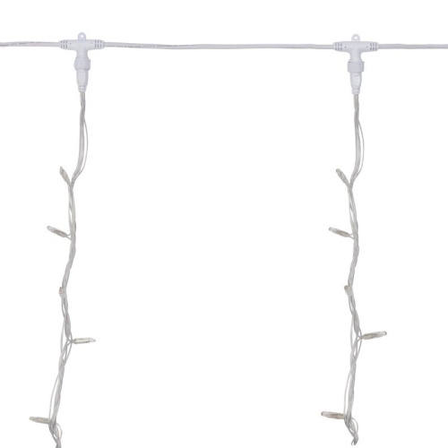 картинка Гирлянда светодиодная Занавес (Дождь),  2х3м,  240 LED БЕЛЫЙ,  прозрачный ПВХ,  IP65, эффект водопада,  24В,  не соединяется (трансформатор в комплекте) от магазина Сантехстрой