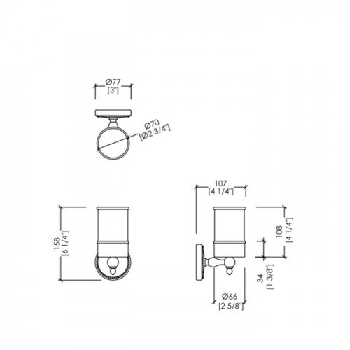 картинка Devon DOROTHY стаканчик (керамика белая) для з/щеток настенный, держатель цвет: бронза/белый от магазина Сантехстрой