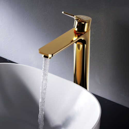 картинка F85A92099 X-Joy, смеситель д/умывальника высокий, золото от магазина Сантехстрой