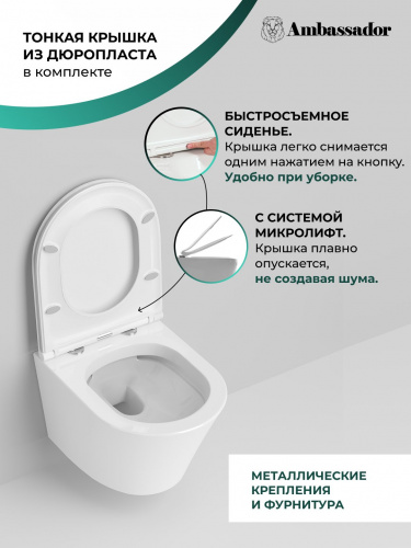 картинка Унитаз Ritz 233K19004RS (475*360*350) подвесной БЕЗОБОДКОВЫЙ, 2 места от магазина Сантехстрой