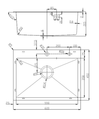 картинка Кухонная мойка D&K нержавеющая сталь графит (DKS604506) от магазина Сантехстрой