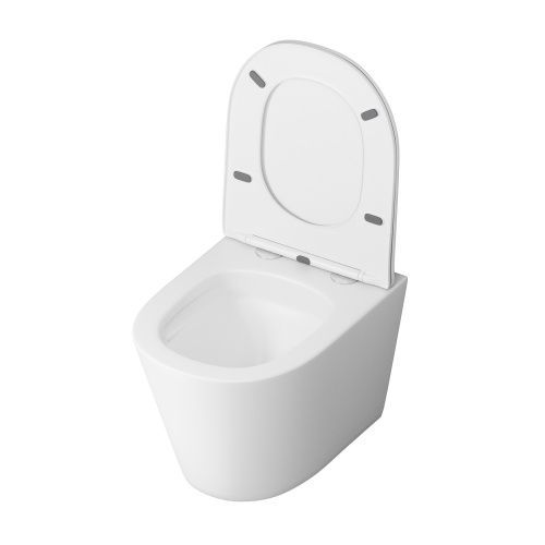 картинка Унитаз подвесной Grossman GR-4477MSQ (485х360х330) безободковый,смыв торнадо,белый матовый с тонкой крышкой,микролифт,1 место от магазина Сантехстрой