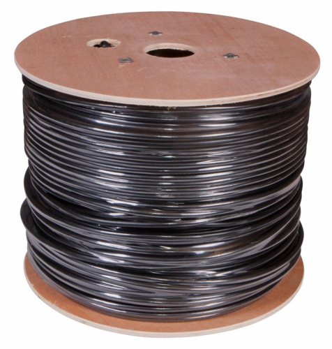 картинка Кабель витая пара F/UTP,  CAT 5e, PE,  4PR,  24AWG, OUTDOOR, SOLID,  черный,  305 м (барабан),  REXANT от магазина Сантехстрой