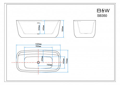картинка Акриловая ванна Black&White SB350 от магазина Сантехстрой
