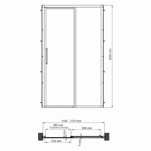 картинка Душевая дверь WasserKRAFT Lopau 120 32S05R профиль Хром стекло прозрачное от магазина Сантехстрой