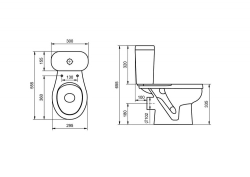 картинка 1.WH50.1.741 КАСПЕР Унитаз-компакт прям (стандарт: 1-реж., полипропилен, пл. крепеж) от магазина Сантехстрой