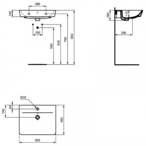 картинка Раковина 60x46 см Ideal Standard Connect Air E0298V3 от магазина Сантехстрой