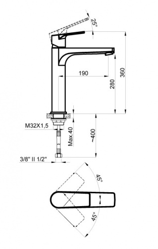 картинка Смеситель для раковины AZARIO TREYA высокий, черный (AZ-156845524) от магазина Сантехстрой