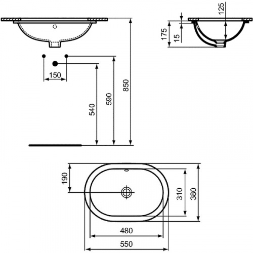 картинка Раковина Ideal Standard Connect 55 E504801 Белая от магазина Сантехстрой