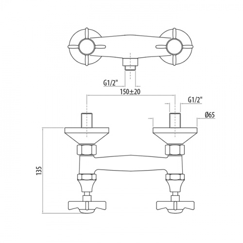 картинка Gattoni London Смеситель для душа с выходом снизу 1/2, цвет хром  (Снято с пр-ва) от магазина Сантехстрой
