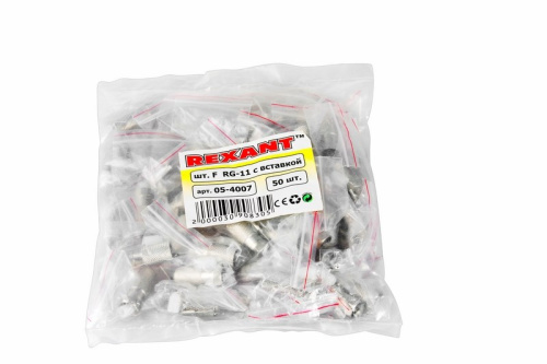 картинка F-разъем для RG-11, (с пином) REXANT от магазина Сантехстрой