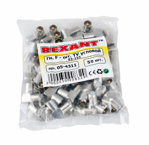 картинка Переходник угловой гнездо F-штекер TV REXANT от магазина Сантехстрой