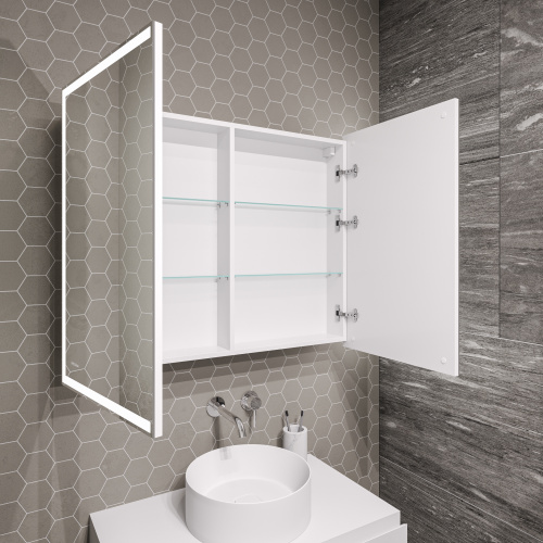 картинка Шкаф-зеркало "МЕРКАДО-100 см" универсал. с LED подсветкой от магазина Сантехстрой