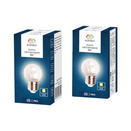 картинка Лампа шар e27 6 LED Ø45мм - ТЕПЛЫЙ БЕЛЫЙ,  прозрачная колба,  эффект лампы накаливания от магазина Сантехстрой