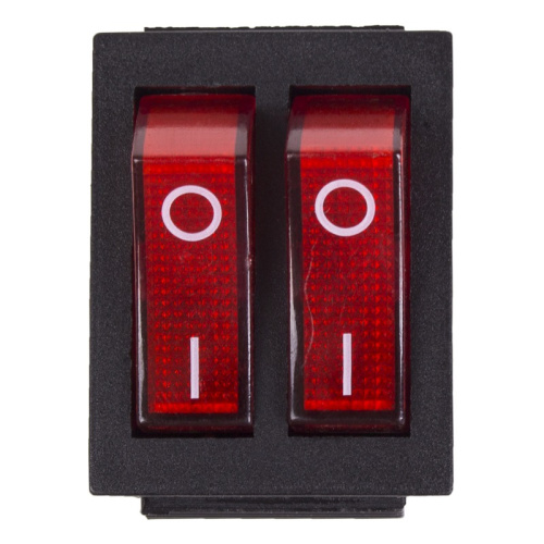 картинка Выключатель клавишный 250V 15А (6с) ON-OFF красный с подсветкой ДВОЙНОЙ (RWB-511, SC-797) REXANT от магазина Сантехстрой