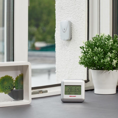 картинка Термометр электронный S3341BF с часами и беспроводным выносным датчиком REXANT от магазина Сантехстрой