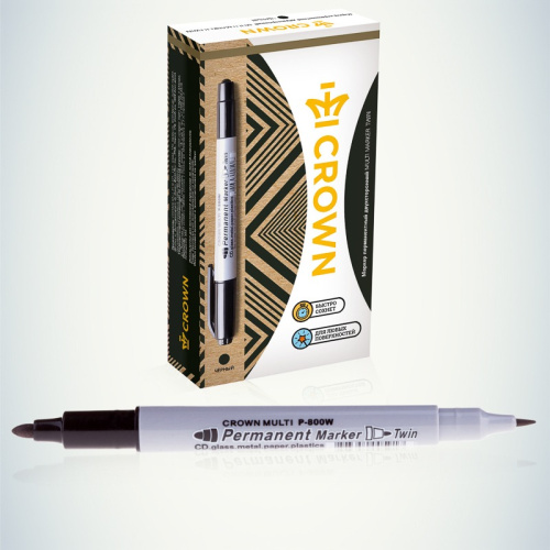 картинка Маркер перманентный двухсторонний Multi Marker Twin 2мм/1мм,  черный,  пулевидный Crown от магазина Сантехстрой