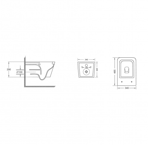 картинка Унитаз подвесной Grossman GR-4404MSQ (485х340х290) безободковый,смыв торнадо,белый матовый с тонкой крышкой,микролифт,1 место от магазина Сантехстрой
