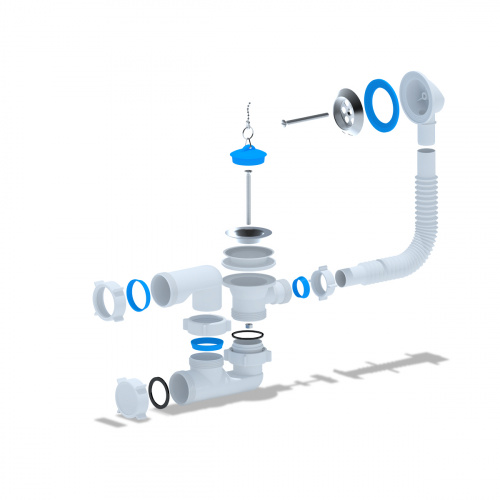 картинка Слив-перелив Ани Пласт для ванны с выпуском и переливом регулируемый 1 1/2" (E250) от магазина Сантехстрой