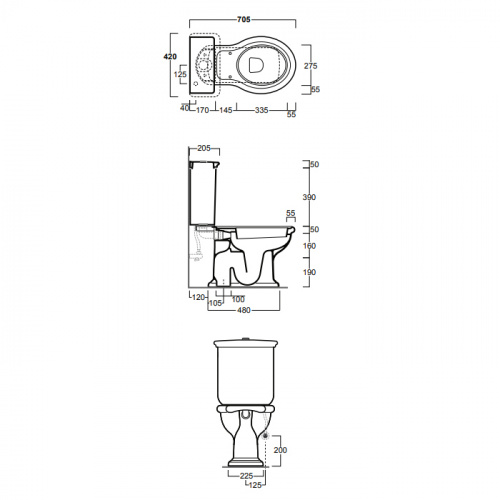 картинка SIMAS Lante Бачок для унитаза моноблока 42х20,5см, цвет белый от магазина Сантехстрой