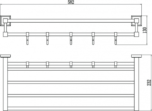 картинка Полка для полотенец 60 см 5 крючков Savol 95 (S-609544) от магазина Сантехстрой