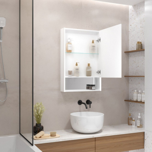 картинка Зеркало-шкаф Art&Max Foggia 50 AM-Fog-500-800-1D-R-DS-F-White правый белый от магазина Сантехстрой