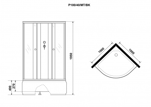 картинка Душевая кабина Niagara p100/40/mt/bk от магазина Сантехстрой