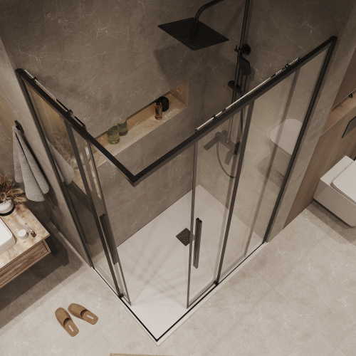 картинка Душевое ограждение Grossman Galaxy 1/2.K33.01.10.42.00-1/2.K33.01.90.42.00 (100х90х195) раздвижная,графит сатин,стекло прозрачное,2 места от магазина Сантехстрой