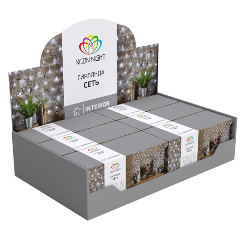 картинка Гирлянда Сеть 1,5х1,5м,  прозрачный ПВХ,  150 LED Белые от магазина Сантехстрой