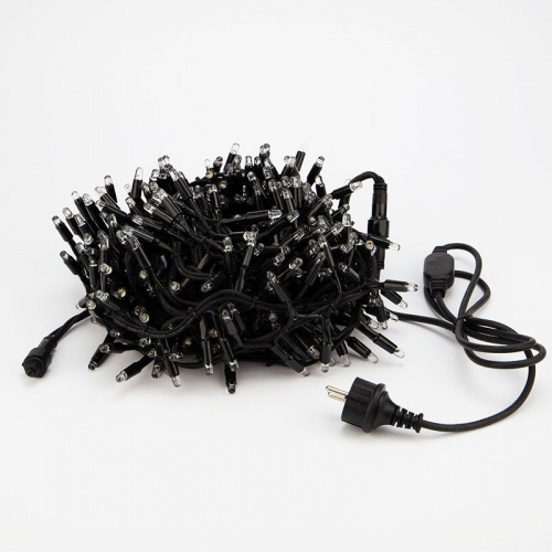 картинка Гирлянда Кластер 10 м,  400 LED,  черный каучук,  IP67, соединяемая,  цвет свечения белый NEON-NIGHT от магазина Сантехстрой