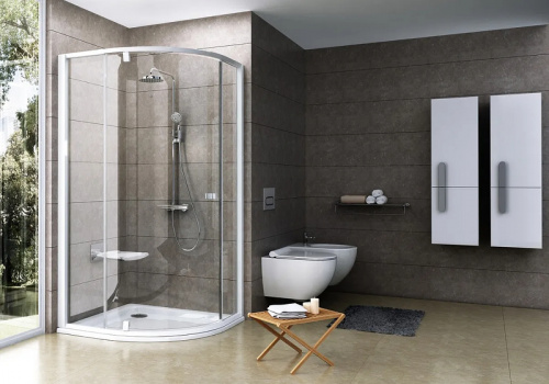 картинка Душевой уголок Ravak Pivot PSKK3 80x80 37644100Z1 профиль Белый стекло Transparent от магазина Сантехстрой