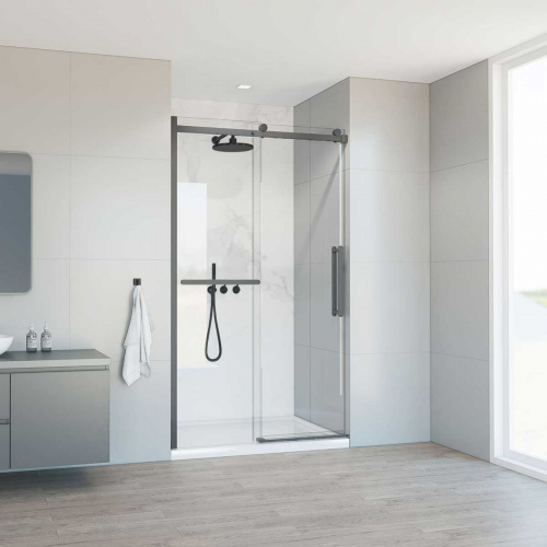 картинка Душевая дверь Como Soft VDS-1CS110CLGM, 1100, вороненая сталь, стекло прозрачное от магазина Сантехстрой