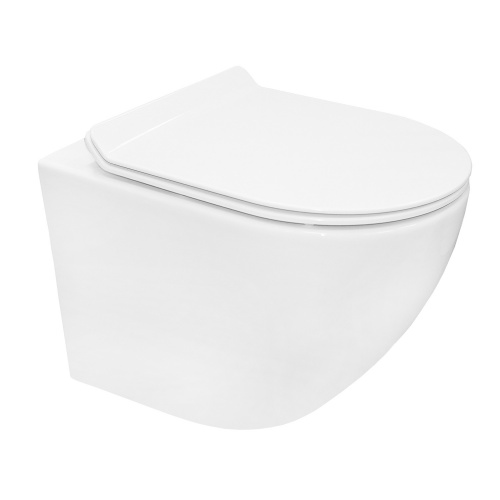 картинка Унитаз подвесной Azario Grado 370х490х360 безободковый, с системой антивсплеск (Торнадо) в комплекте с сидением микролифт (AZ-0046-UQ) от магазина Сантехстрой