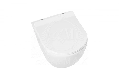 картинка Подвесной безободковый унитаз Art&Max OVALE с сиденьем в комплекте AM011CHR/SC от магазина Сантехстрой