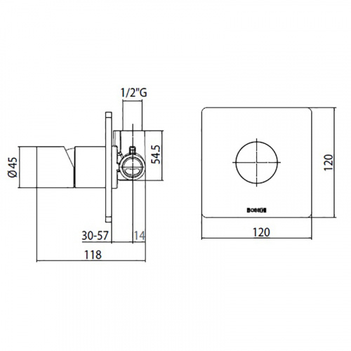 фото комплект bossini cube смеситель для душа на 1 выход, хром + встраиваемая часть смесителя с девиатором 1 направления 1/2” (z00008.030+z00007)
