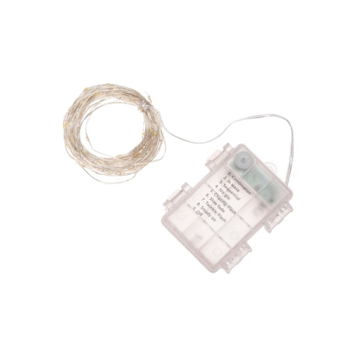 картинка Гирлянда Роса 10м,  100LED,  теплый белый,  IP44, на батарейках 3хАА,  с пультом 8 режимов NEON-NIGHT от магазина Сантехстрой