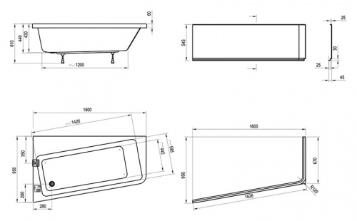 картинка Акриловая ванна Ravak 10° 160x95 L C831000000 от магазина Сантехстрой
