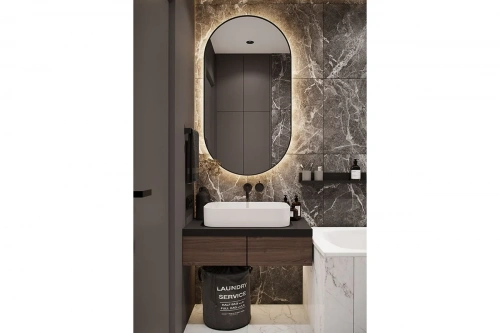 картинка Зеркало с подсветкой Art&Max Torino Nero AM-Tor-500-900-DS-F-Nero от магазина Сантехстрой
