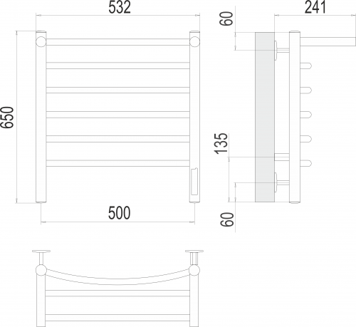 картинка Полотенцесушитель Terminus Классик с/п П6 500х650 электро от магазина Сантехстрой