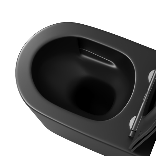 картинка Унитаз подвесной Grossman GR-4499BMSQ (520х360х365) безободковый,смыв торнадо,черный матовый с тонкой крышкой,микролифт,1 место от магазина Сантехстрой