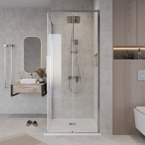 картинка Душ.ограждение 300.K33.01.9090.10.00 Galaxy (90*90*195) квадрат, раздвижн., хром, стекло прозрач, 1м от магазина Сантехстрой
