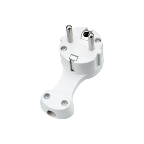 картинка Вилка Евро угловая с з/к 16 А плоская за шкаф белая REXANT от магазина Сантехстрой