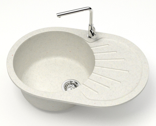 картинка Кухонная мойка AZARIO Flora 730x450x215 искусственный мрамор, цвет хлопок (CS00079914) от магазина Сантехстрой