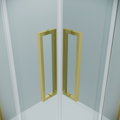 картинка Душевое ограждение Grossman Cosmo 300.K33.02.9090.32.00 (90х90х195) квадрат,раздвижная,золото сатин,стекло прозрачное, 1 место от магазина Сантехстрой