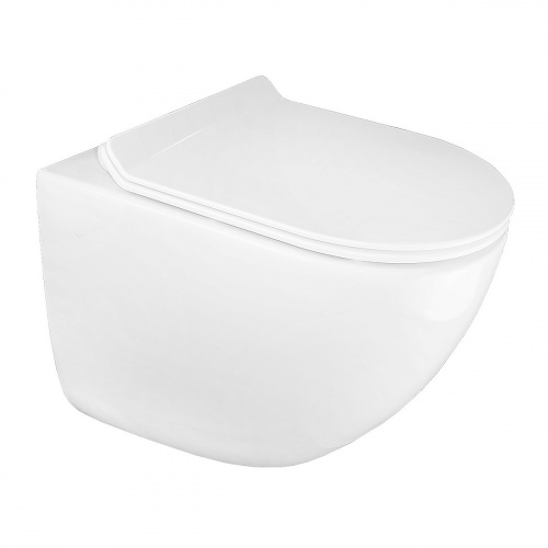 картинка Унитаз подвесной Azario Trevi 495х360х390 безободковый, слив "ТОРНАДО", в комплекте с сидением микролифт, белый (AZ-0093UQ3) от магазина Сантехстрой