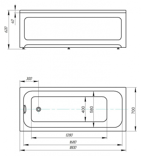 картинка Ванна акриловая AZARIO BELLA прямоугольная 180*70 см (AV.0023180) от магазина Сантехстрой
