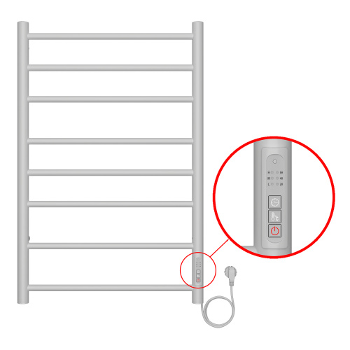 картинка Полотенцесушитель электрический AZARIO PARMA 500/800 8 секций, диммер справа, белый (AZ10858W) от магазина Сантехстрой