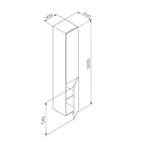 картинка M90CHR0306BM GEM, шкаф-колонна, подвесной, правый, 30 см, двери, push-to-open, цвет: черный матовый от магазина Сантехстрой