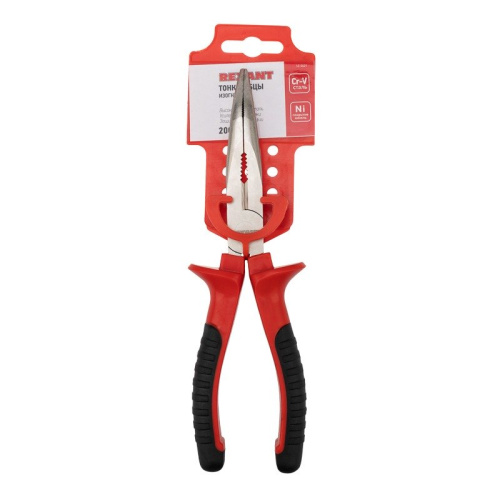 картинка Тонкогубцы изогнутые 200мм никелированные,  двухкомпонентные рукоятки REXANT от магазина Сантехстрой
