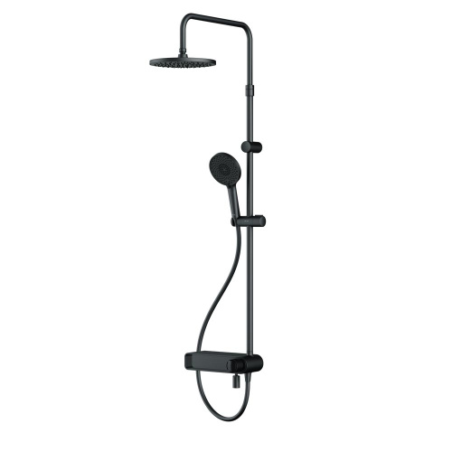 картинка F0785A722  X-Joy, душ.система: см-ль-полка д/ванны/душа, душ.штанга, верхн. душ 220мм, ручн.душ, чер от магазина Сантехстрой